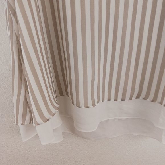 Torrid Chiffon Double Layered Cream and Taupe Striped Tank top size 2 - Picture 4 of 6